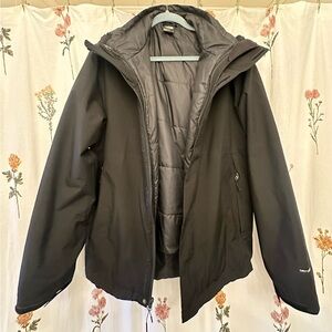 The north face Men's Black double layer rain coat with puffer